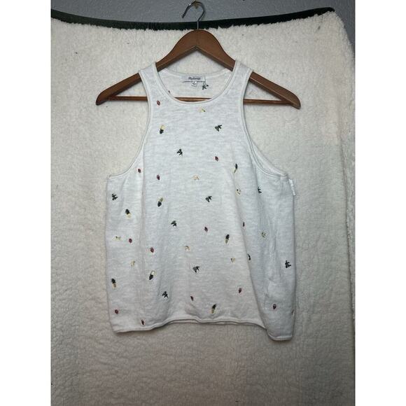MADEWELL Fresca Sweater Tank Womens Sz S Fruit Embroidered Strawberry Pineapple - Picture 3 of 14